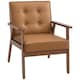 image 1 of HOMCOM Accent Chair PU Leather Armchair with Armrests for Living Room Brown