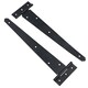 image 2 of 12in / 300mm Heavy Duty T Tee Hinges For Shed + Garden Gates Black Finish 8pc