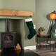 image 9 of 60cm Green Christmas Stocking with White Cuff and Pom Poms