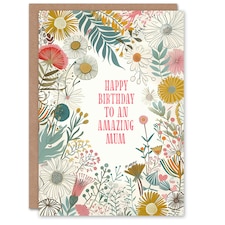 Mum Happy Modern Floral Wildflower Boho Elegant Botanical Her Birthday Card