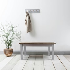 Canterbury Hallway Bench Entryway Medium in White and Dark Pine Grey