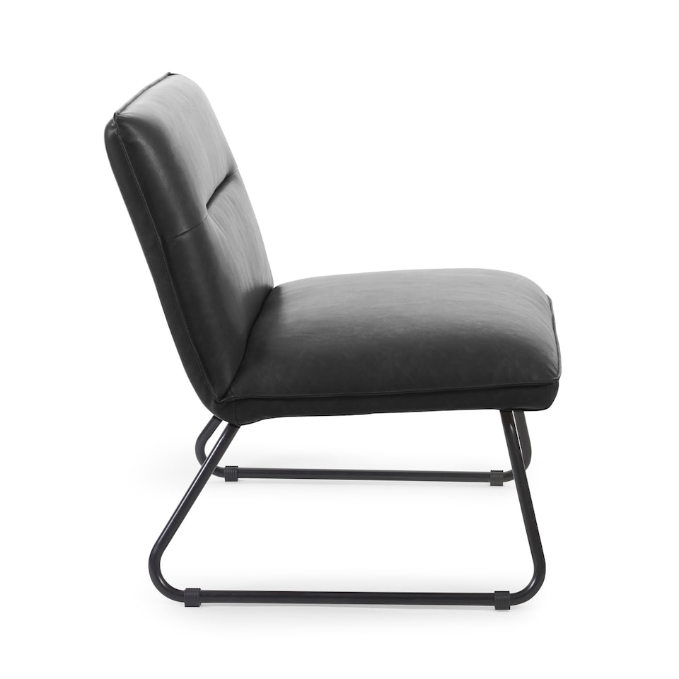 image 1 of Saxon Black Faux Leather Lounge Chair