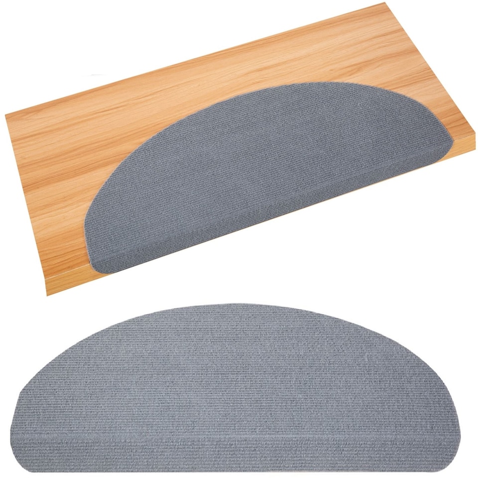 image 1 of Gr8 Home Grey 15 Pcs Semi Circle Carpet Stair Treads Mat Protection Cover Step Staircase