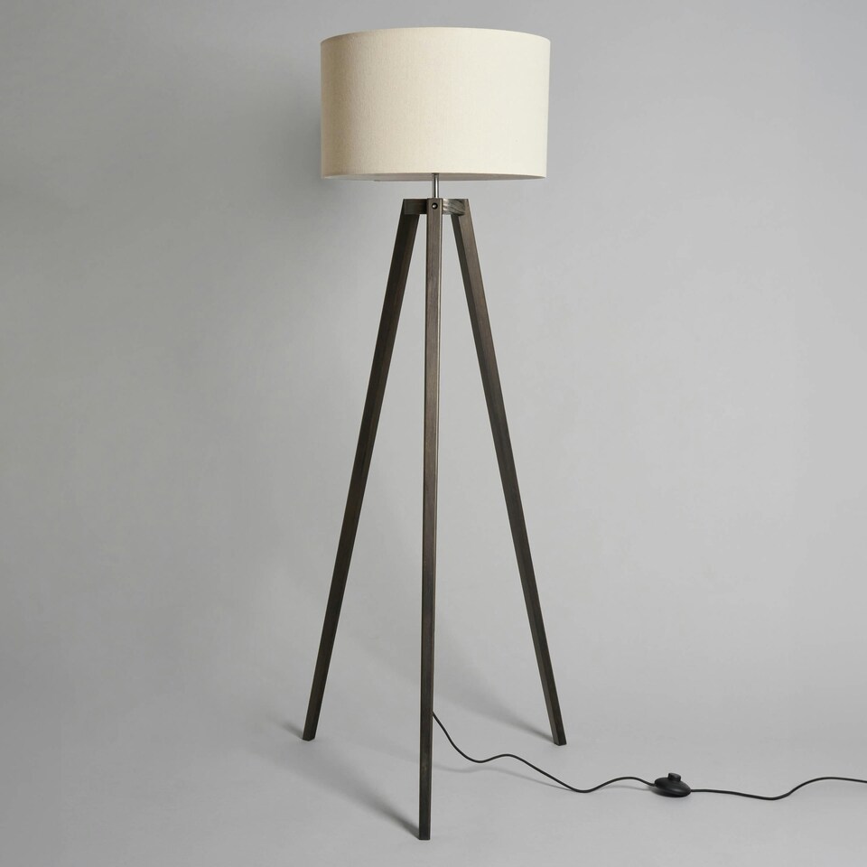 image 1 of BHS Keeley Wooden Tripod Floor Lamp | Brown | Dark Walnut | 1