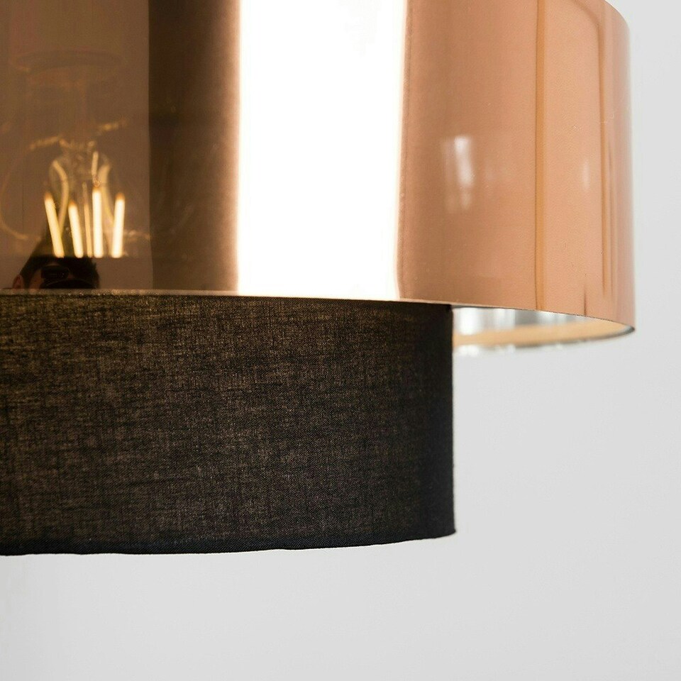 image 1 of ValueLights Modern Black And Copper Cylinder Ceiling Pendant Light Shade