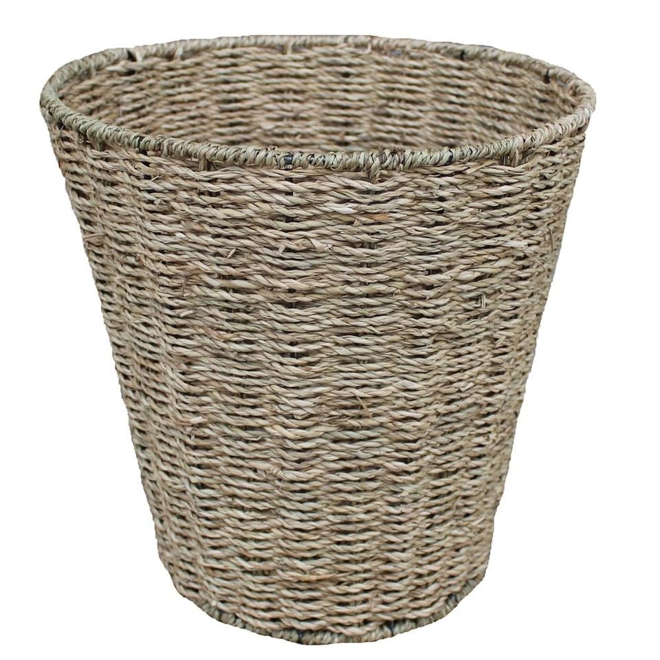 image 1 of Seagrass Round Waste Paper Basket | Green | Green | One Size