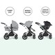 image 4 of Stomp Luxe 12pc Travel System with Stratus i-Size Car Seat & ISOFIX Base, Carrycot, Reversible Seat, Rain Cover & More (Black/Pearl Grey/Black)