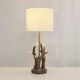 image 3 of ValueLights Brown Table Lamp Drum Grey Shade Grey