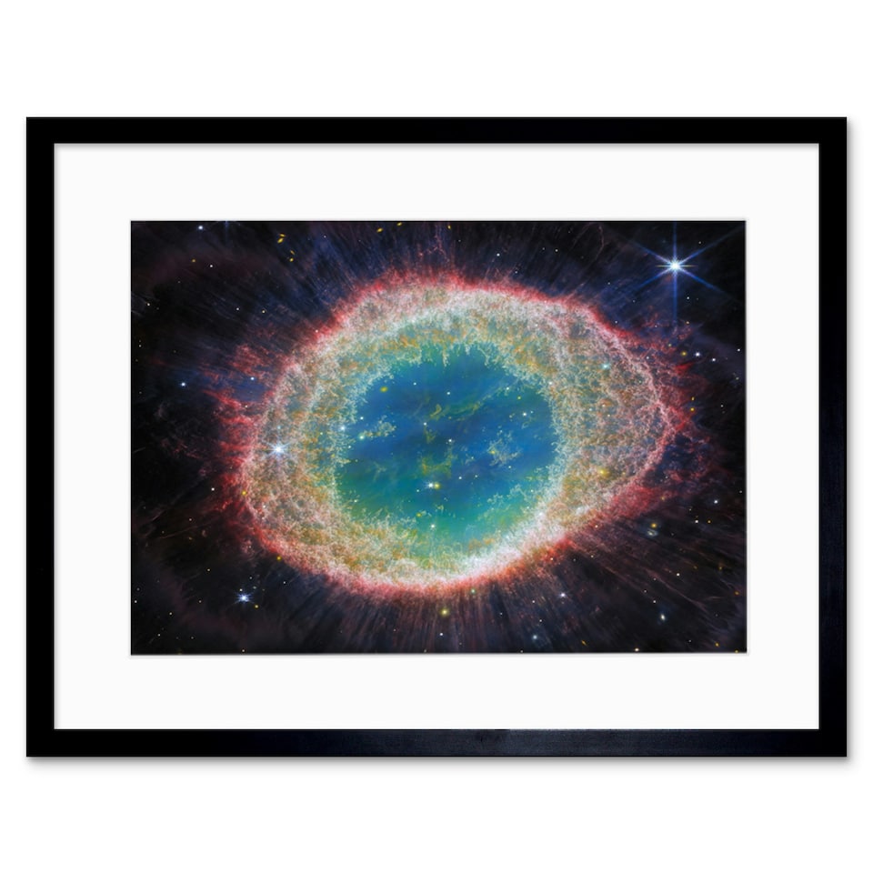 image 1 of NASA Webb Space Lovers Gift Ring Nebula Messier 57 9x7" Black Framed Wall Art Print