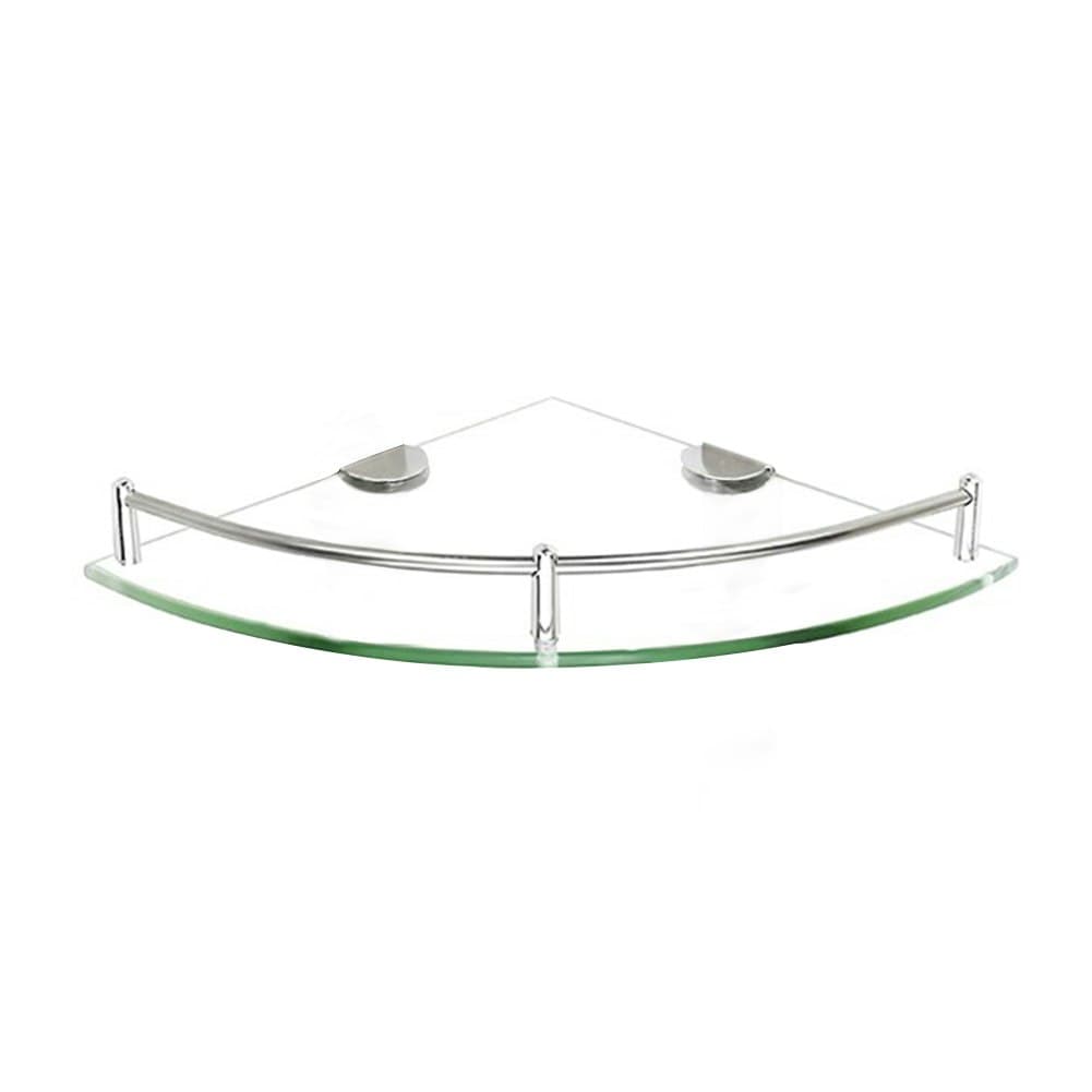 Living and Home 1 Tier Bathroom Glass Corner Shelf Wall Mounted - 20*20cm