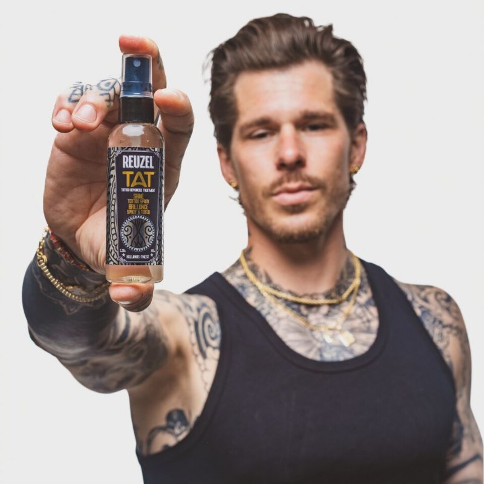 image 1 of Reuzel Shine Tattoo Spray Delivers Instant Color Pop Fast Absorbing, Non Greasy Formula Leaves Skin Soft with Youthful Appearance Protects Tattoos from Sweat Vegan Paraben Free 100 ml