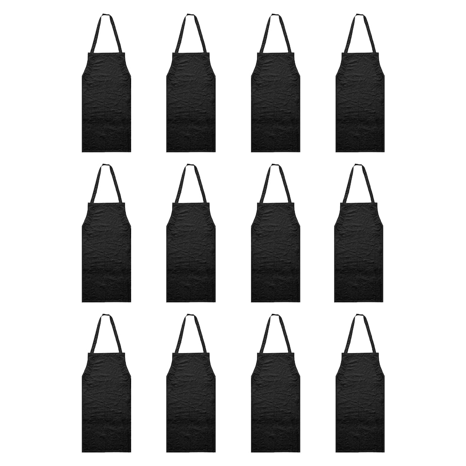 image 1 of Nicola Spring Cotton Kitchen Bib Aprons - One Size - Black - Pack of 12