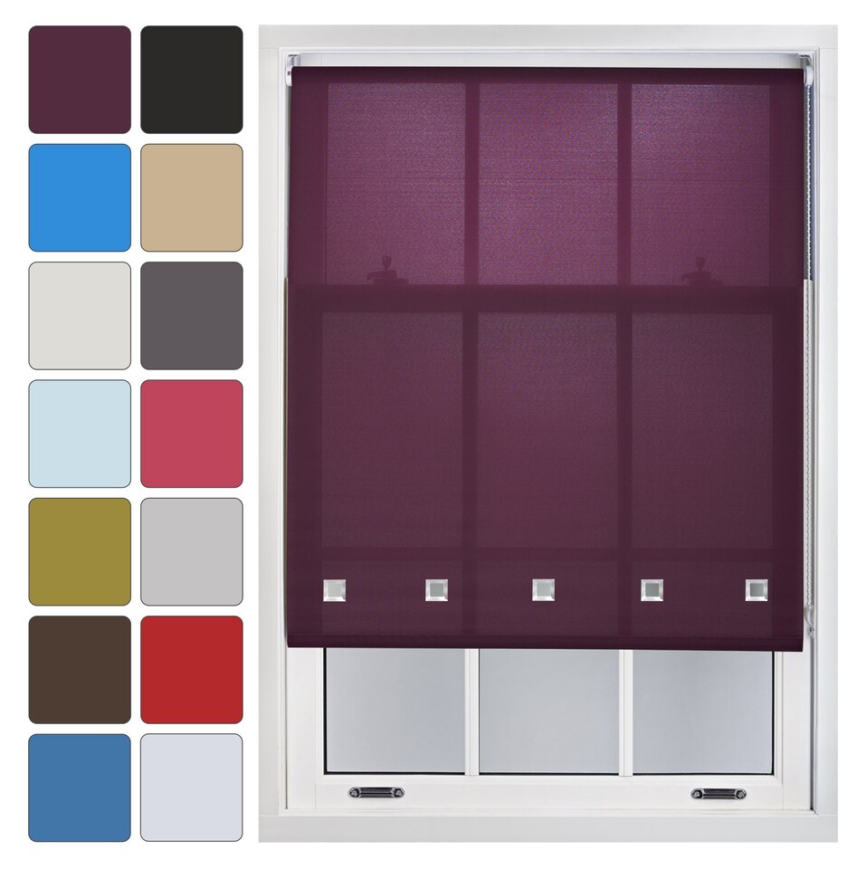 image 1 of FURNISHED Daylight Roller Blind Made to Measure with Chome Round Eyelets | Purple | Aubergine | (W) 60cm x (L) 210cm