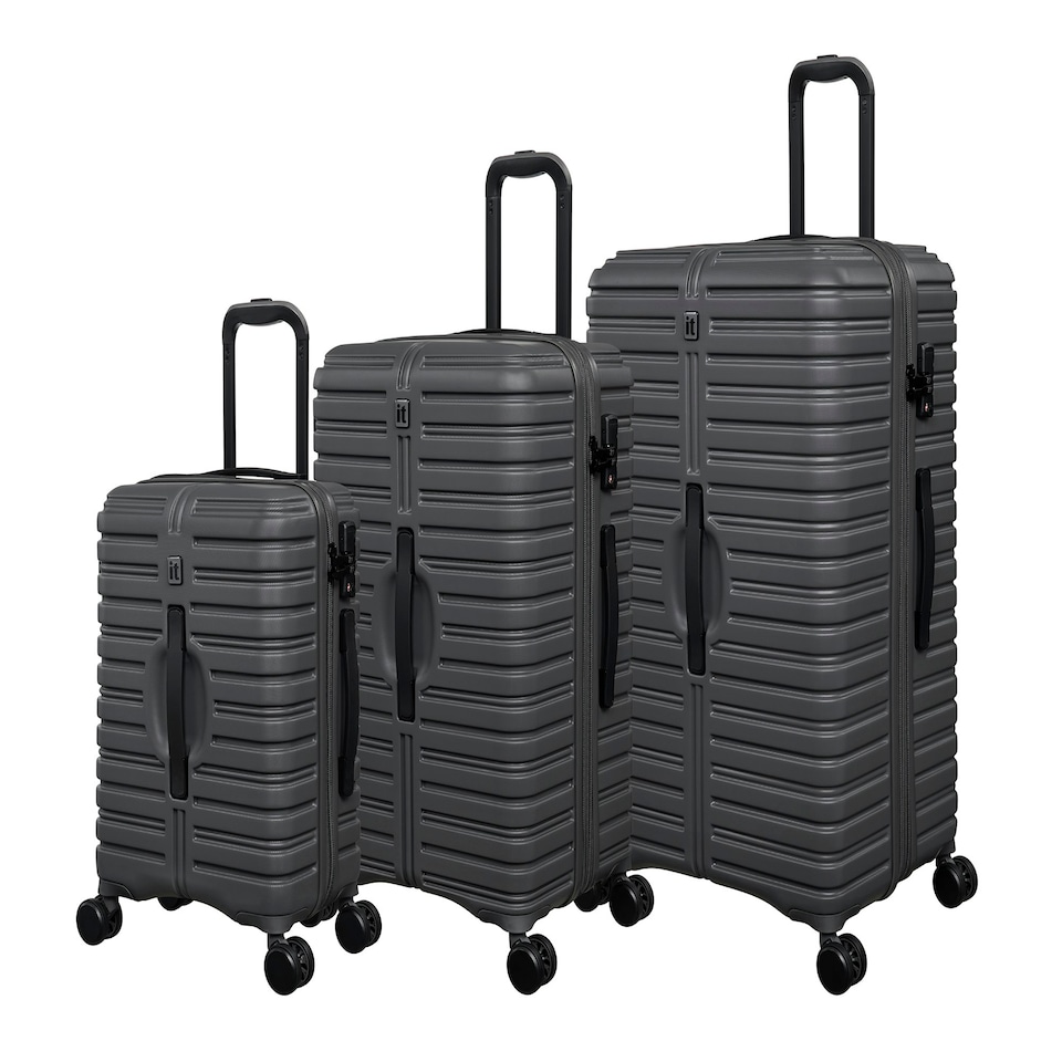 image 1 of IT Luggage Jumbo Charcoal 3pc Suitcase Set with TSA Lock Grey