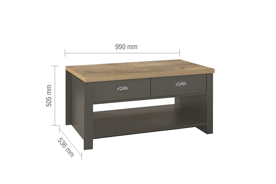 image 1 of Highgate 2 Drawer Coffee Table Dark Grey