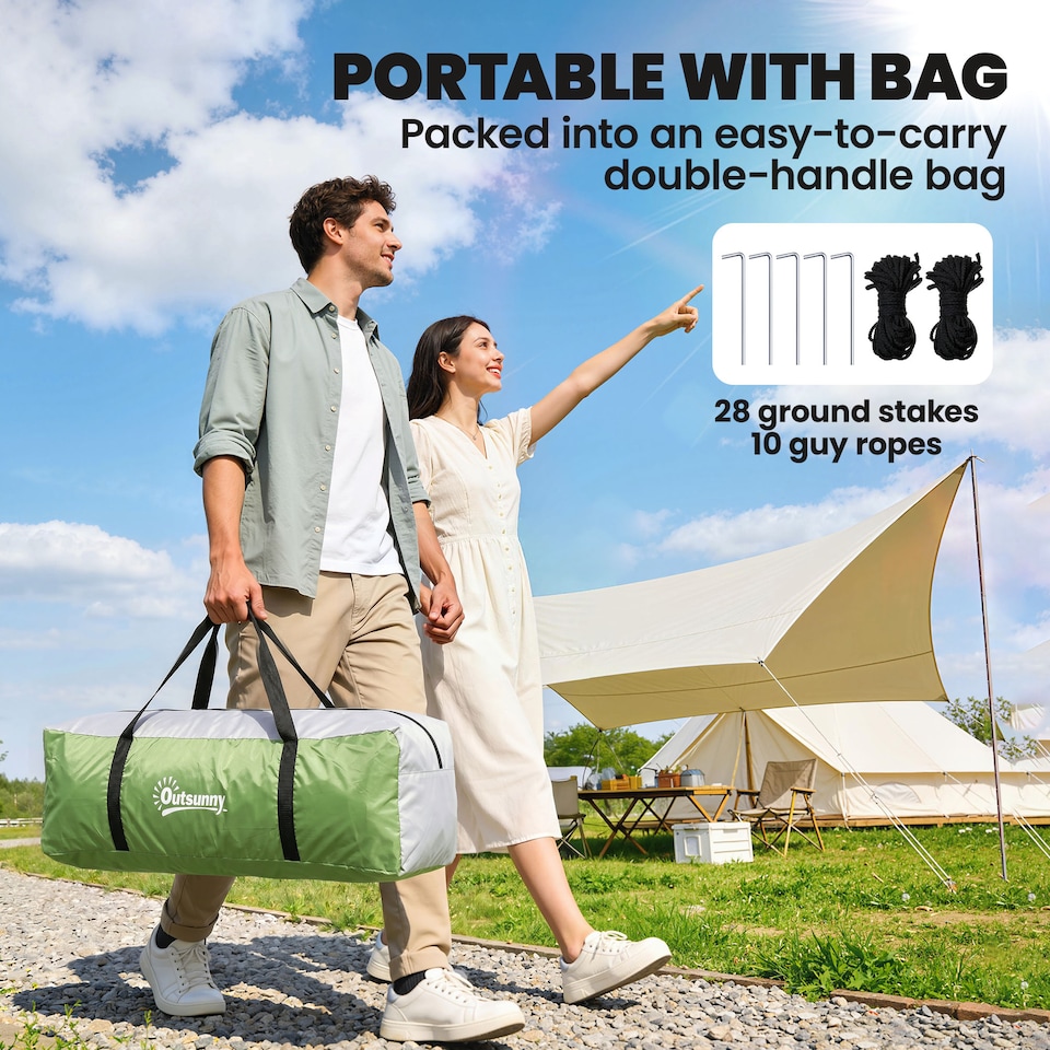image 1 of Outsunny Camping Tent, 3000mm Waterproof Family Tent for 3 Man, Green