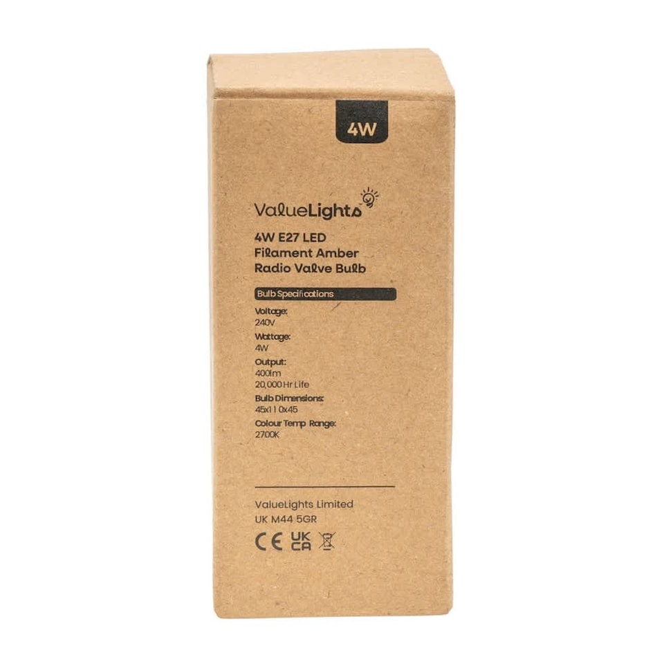 image 1 of ValueLights 3 Pack Filament E27 Amber Glass Radio Valve Light Bulbs | Clear