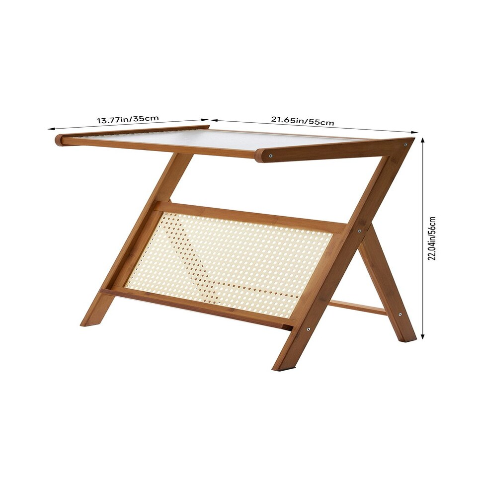 image 1 of Living and Home Foldable Small Bamboo End Table 55 W x 35 D x 56 Hcm