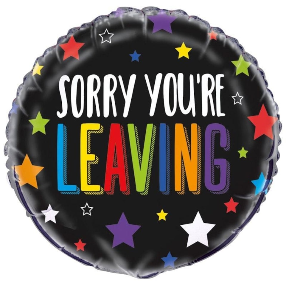 Unique Party Sorry You´re Leaving Round Foil Balloon - Black/Multicoloured - One Size