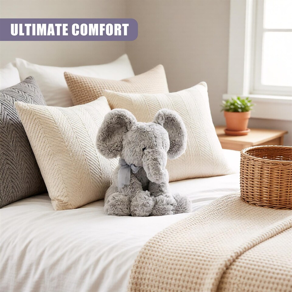 image 1 of The Magic Toy Shop Elephant Plush Toy 11 Inch Grey Stuffed Animal Decor Gift