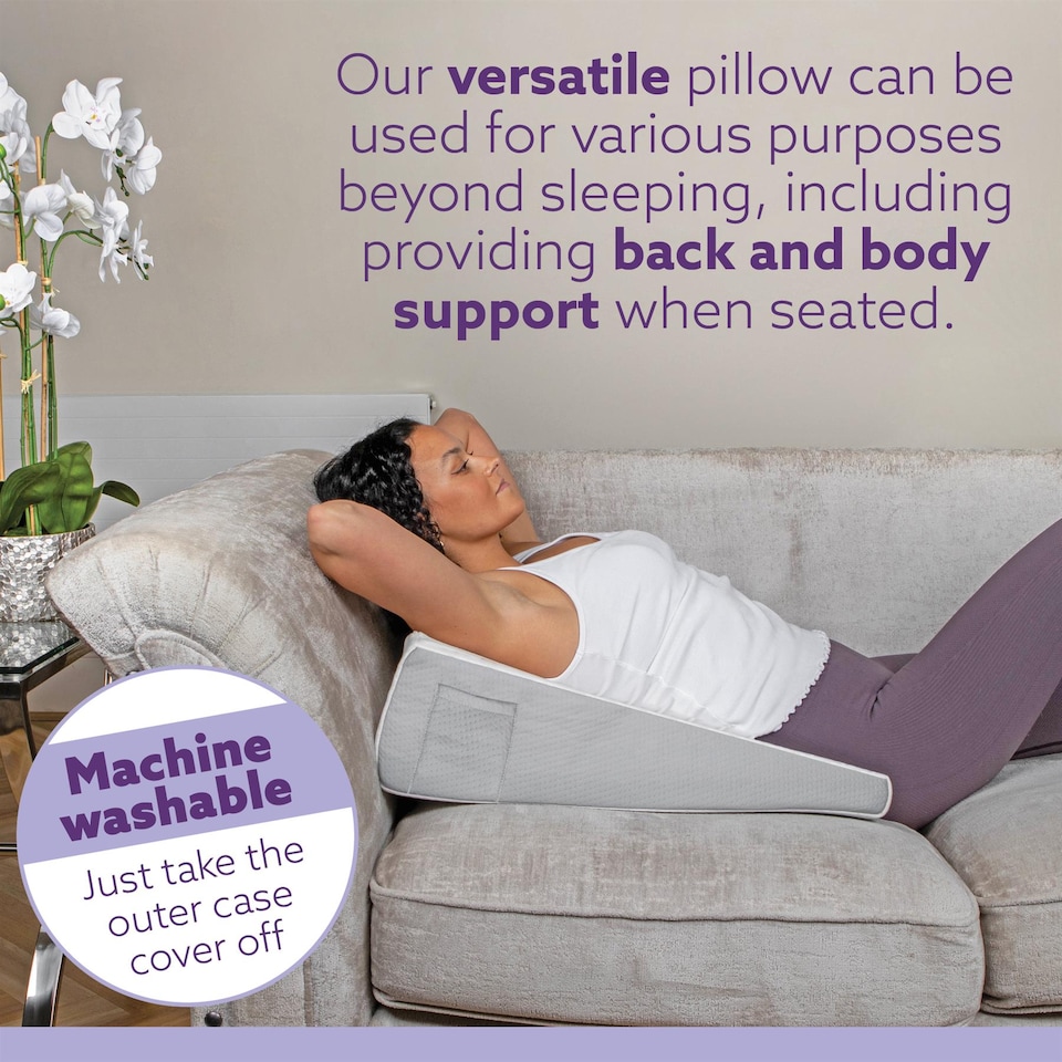 image 1 of Aamira Bed Wedge Pillow for Bed, Memory Foam, Orthopaedic Support for Sleeping, Acid Reflux, GERD, Snoring & Back Pain Washable