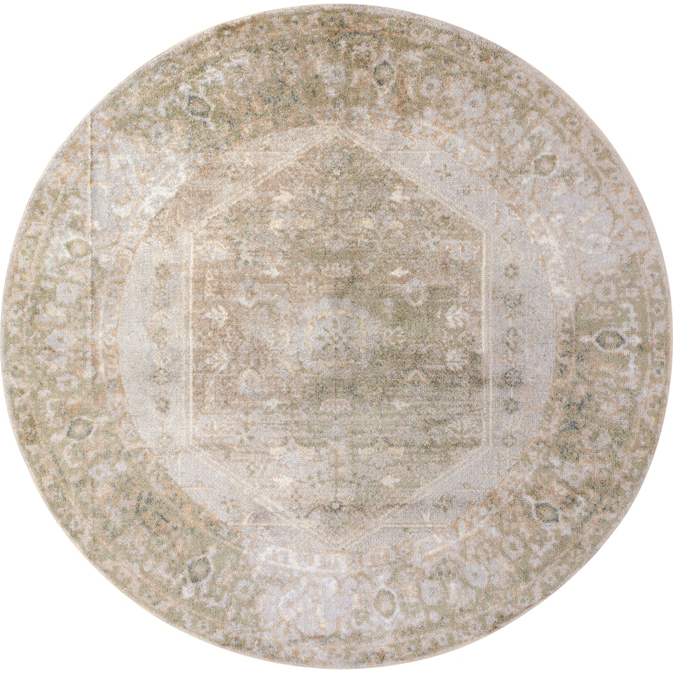 image 1 of LIVABLISS Lillian-Washable Traditional Vintage Boho Round Rug Ø200 cm | Orange Brown