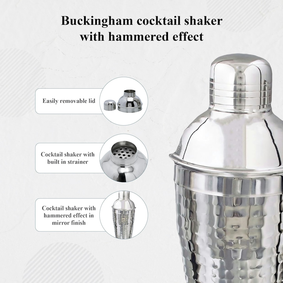 image 1 of Buckingham Cocktail Stainless Steel 500 ml , hammered effect Silver