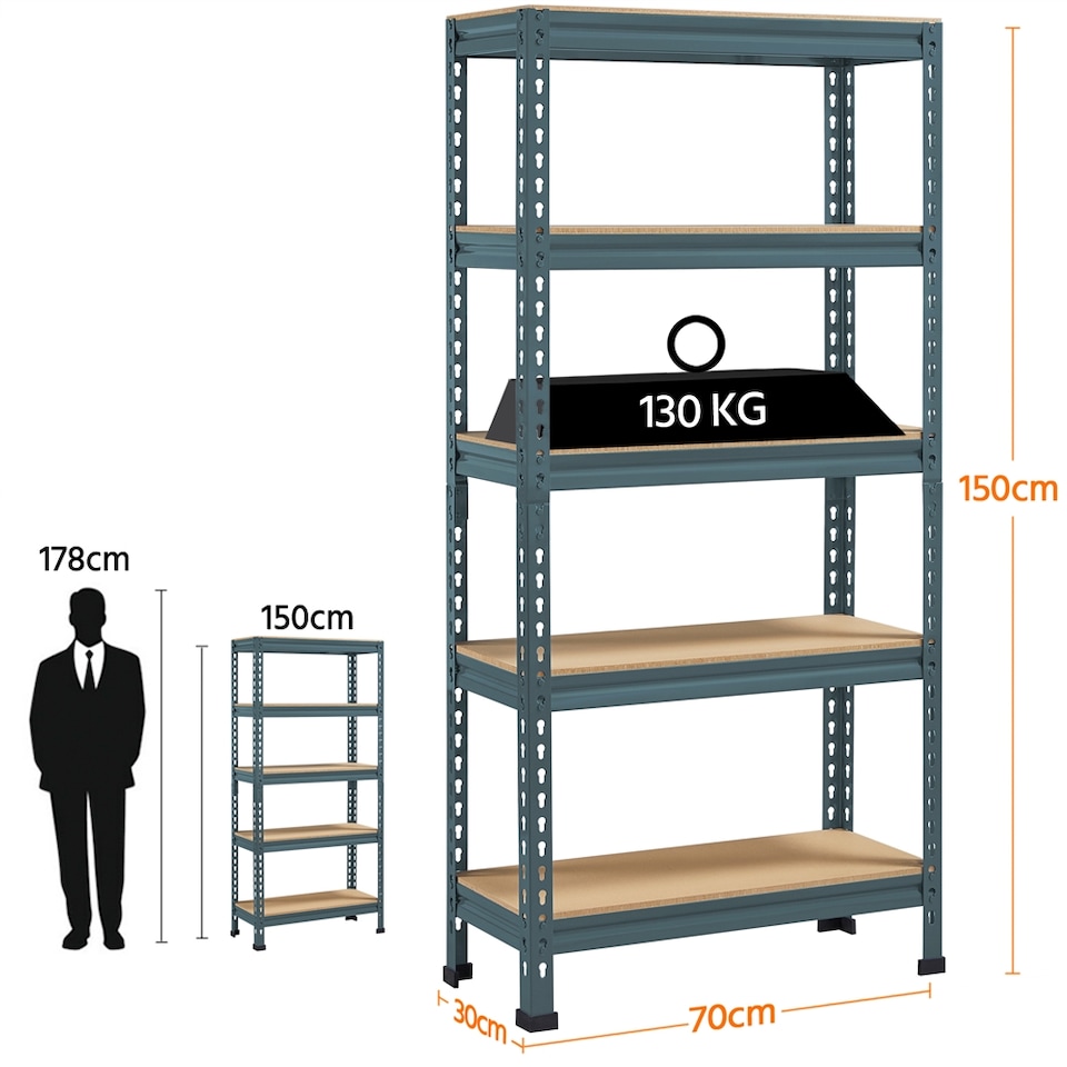image 1 of Yaheetech 152.5 cm Tall 5 Tiers Boltless Storage Shelf Goods Rack