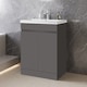 image 5 of AICA 600mm Matte Anthracite Bathroom Vanity Unit With Basin Double Door Floor Standing Design Flat Packed