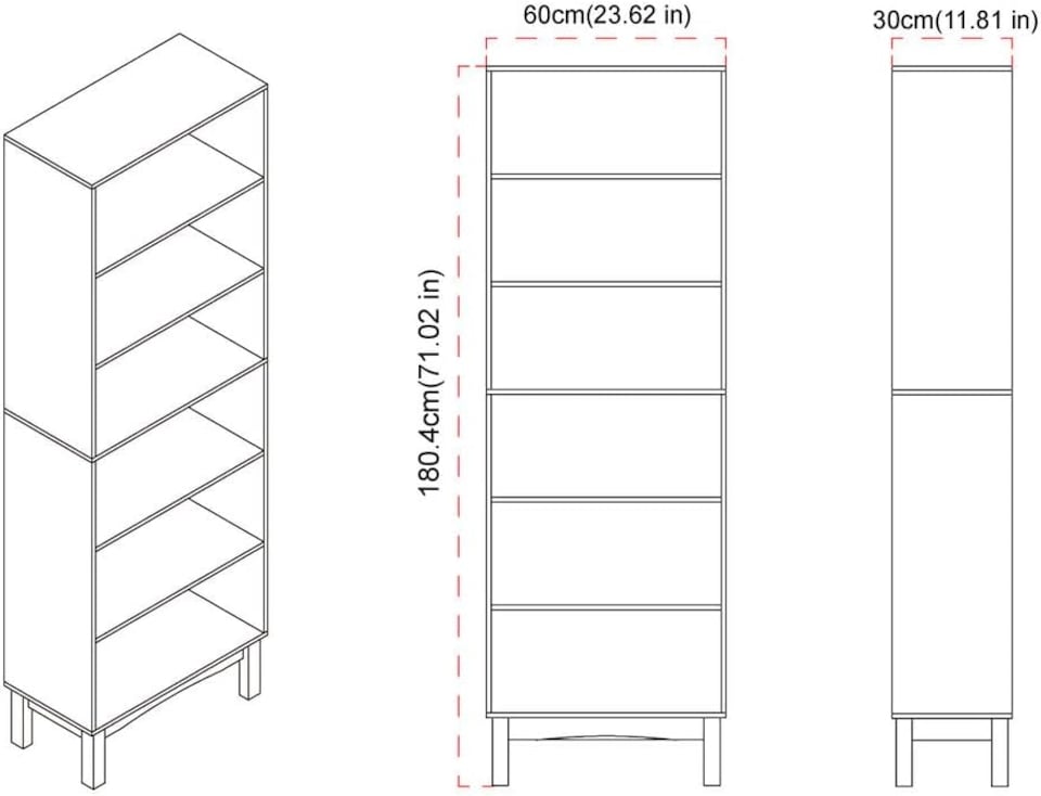 image 1 of Wide Shelf Tier Wooden Bookcase Shelving Modern Open Display Storage Cabinet | White | White 6 Tier | 1