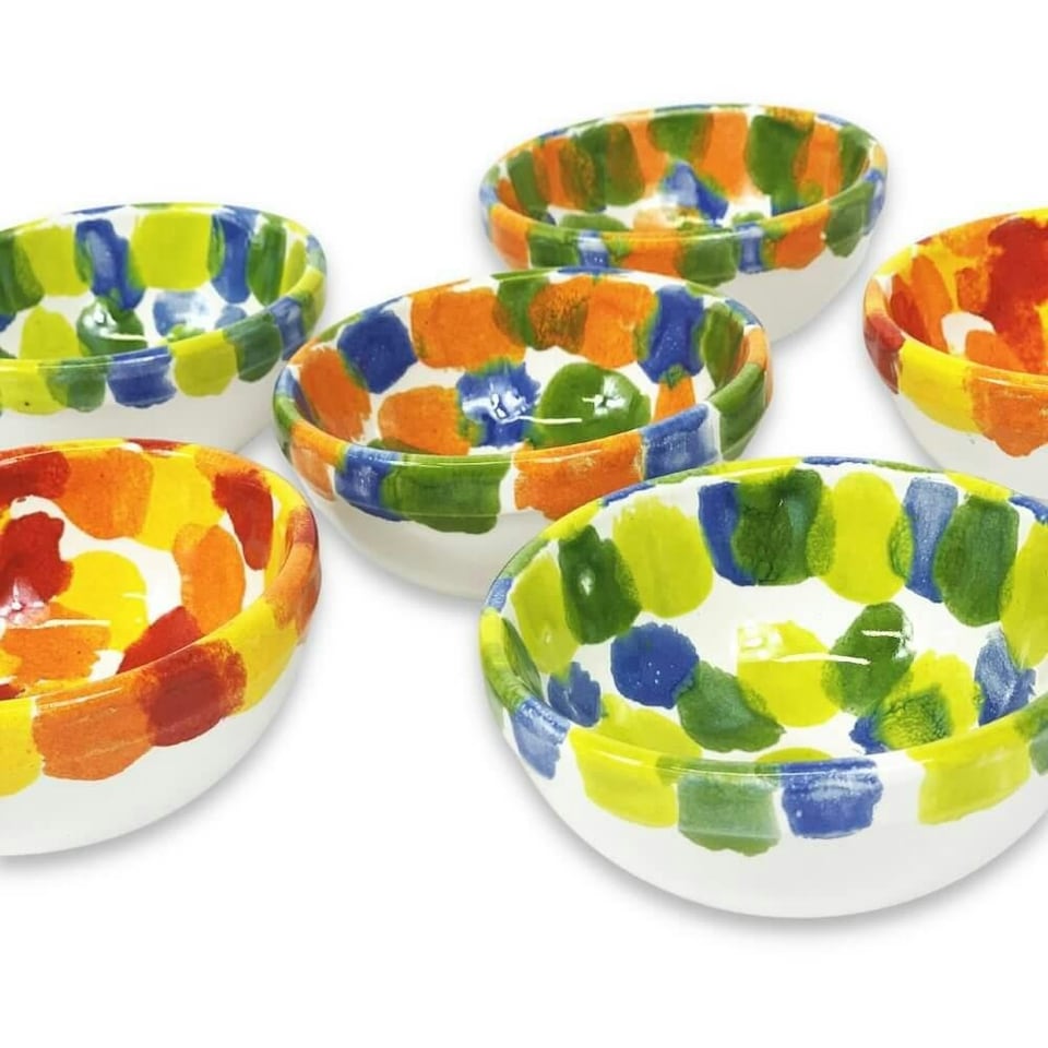 image 1 of Verano Spanish Ceramics Petalo Tapas Bowls Set of 6 - 12cm Mixed | Multi | 6
