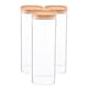 image 1 of Argon Tableware Square Glass Storage Jars with Wooden Lids - 2.2 Litre - Pack of 3