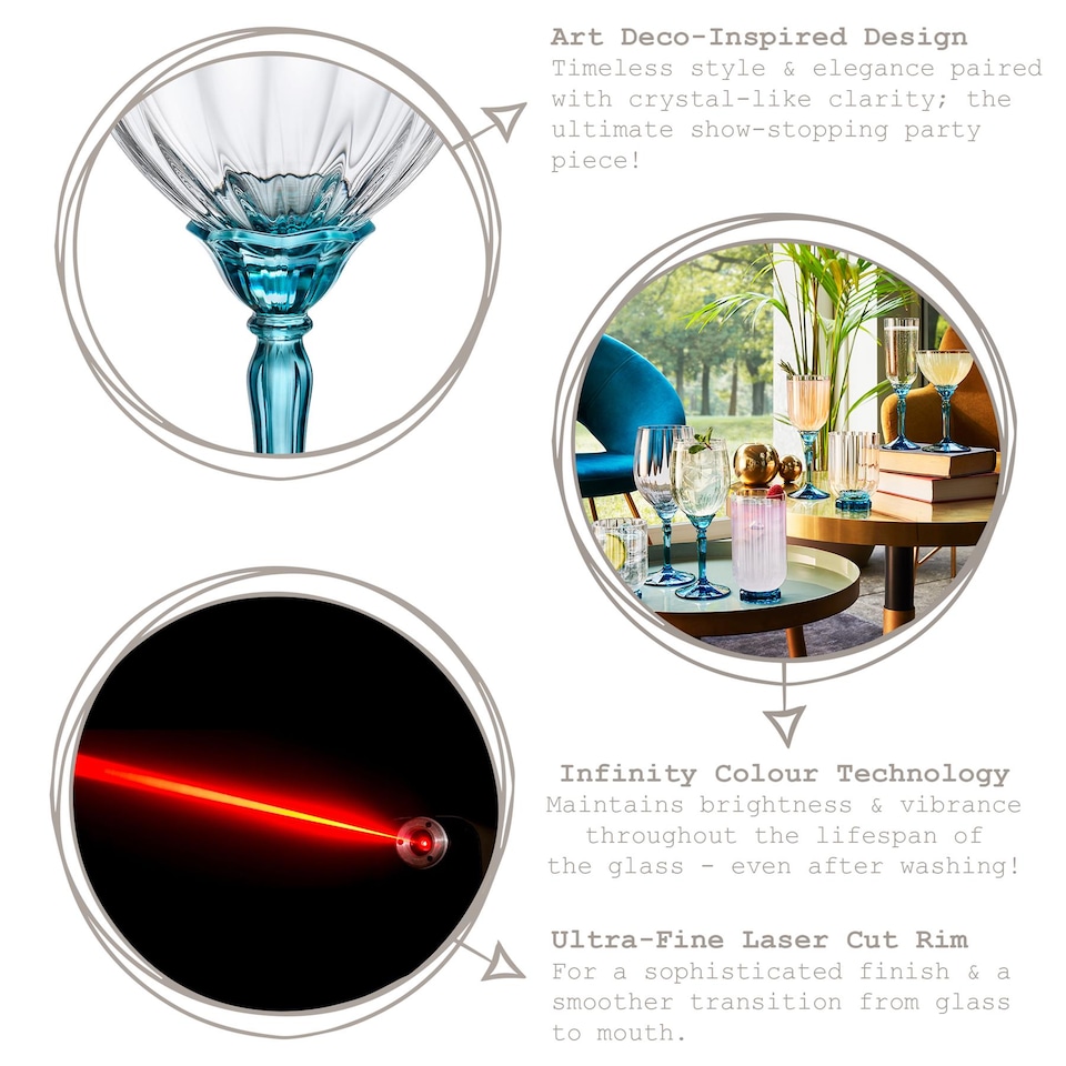 image 1 of Bormioli Rocco Florian Cocktail Glasses - 245ml - Blue - Pack of 6