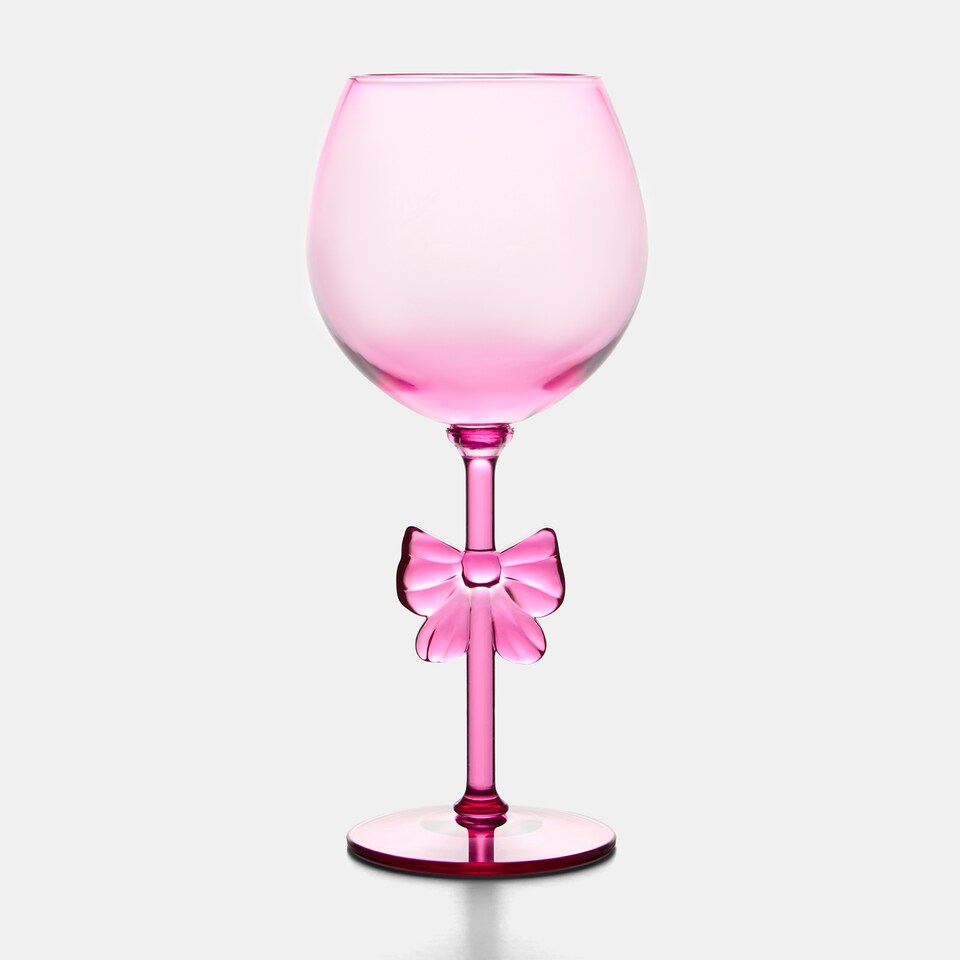 image 1 of OHS Set of 2 Bow Picnic Wine Glasses Plastic Reusable Champagne Flute