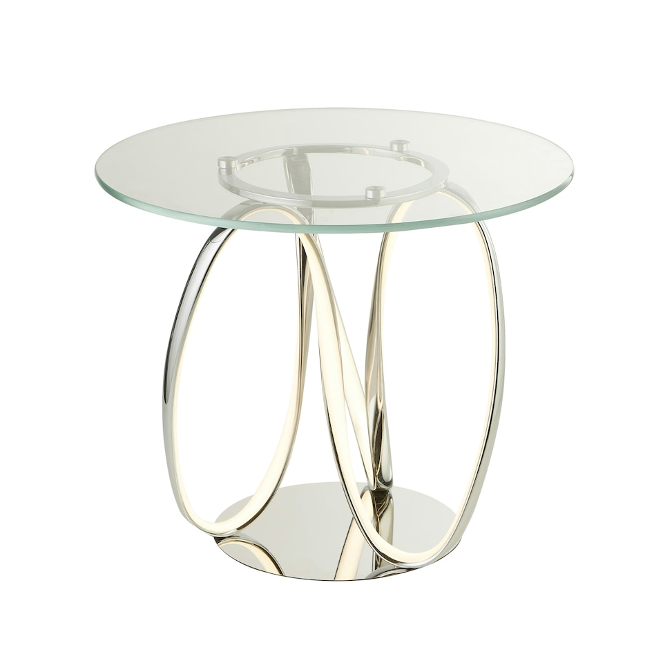 image 1 of DECORATIVE LED SIDE TABLE WITH GLASS TOP