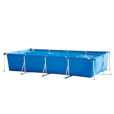 Rectangular Frame Swimming Pool 450 x 220 x 84 cm Large Family Garden Pool with Durable Steel Frame