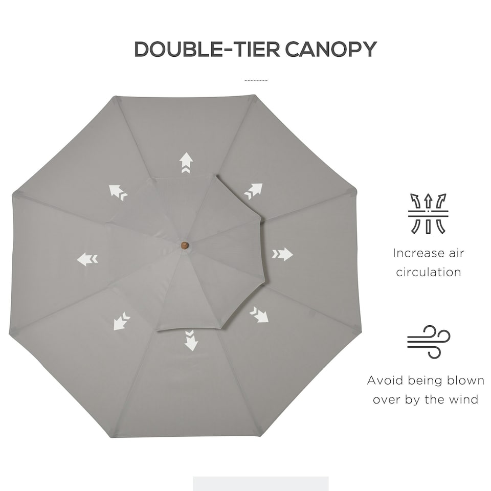 image 1 of Outsunny Patio Parasol Sun Shade Outdoor Garden Umbrella Canopy Grey