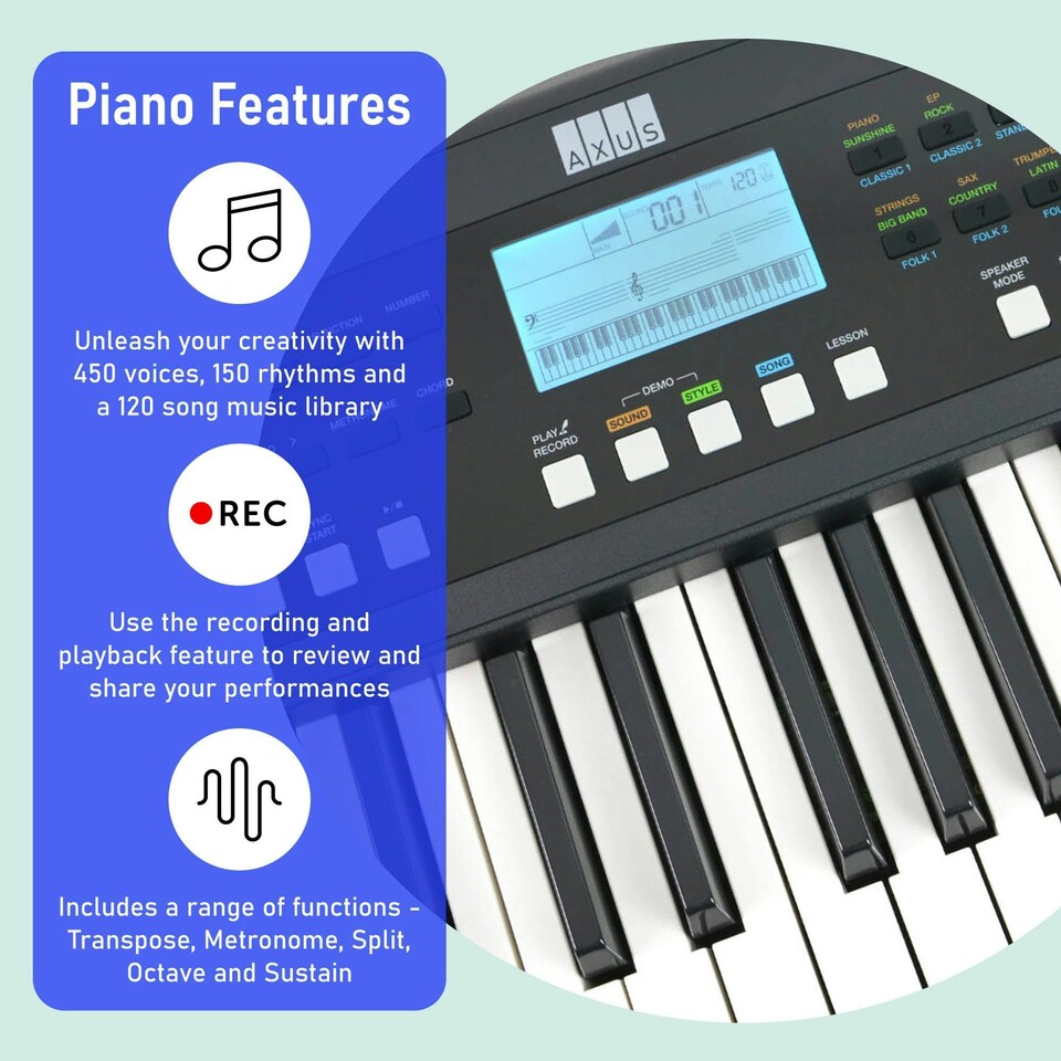 image 1 of Axus 61 Note Slimline Portable Keyboard