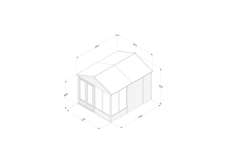image 1 of Forest Garden 4LIFE Apex Summerhouse 8x10 - Double Door - 6 Window