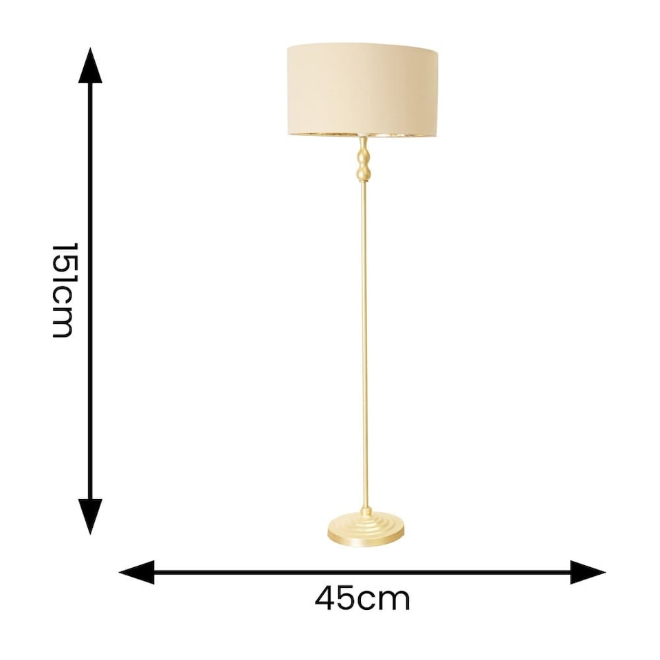 image 1 of ValueLights Maggie Gold Candlestick Floor Lamp Beige Gold Shade | Cream