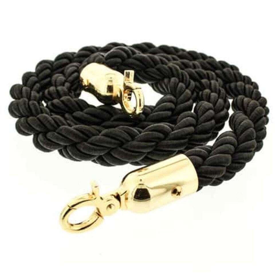 Black Braided Rope with Brass Hooks