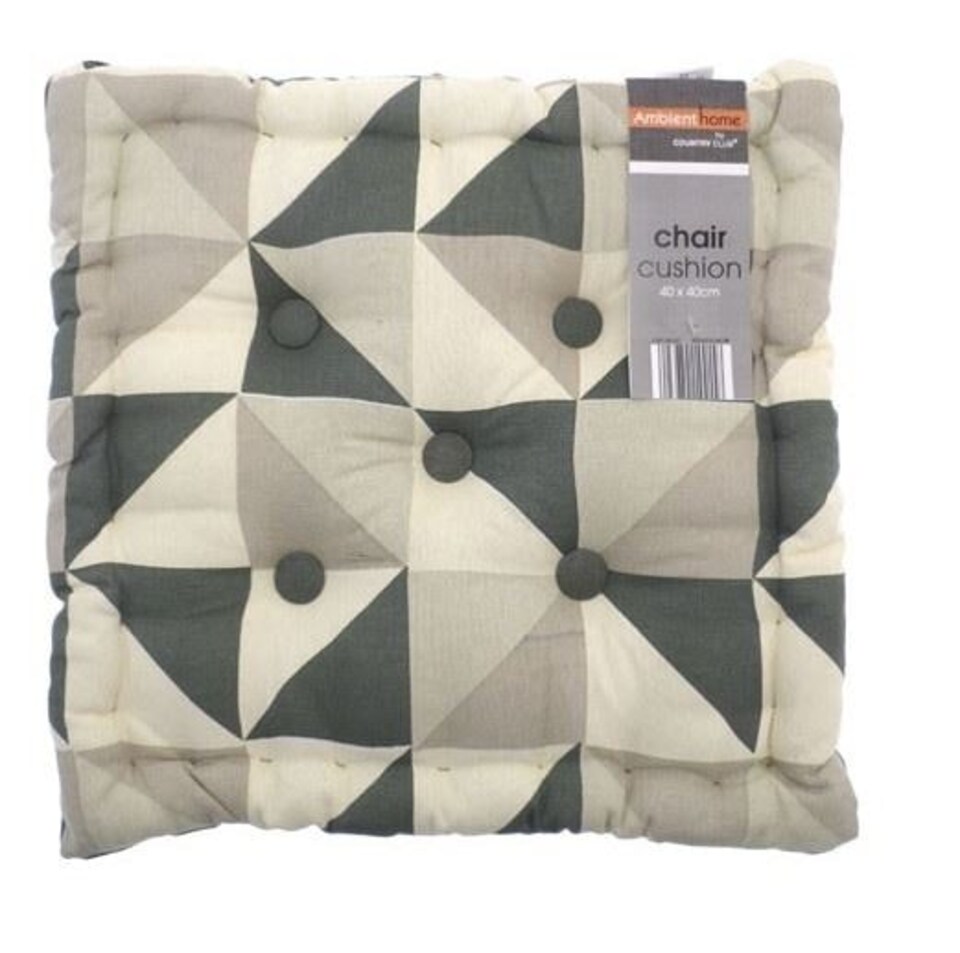 image 1 of Geometric Triangle Box Cushion Grey & White