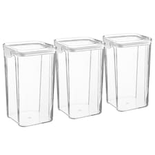 Argon Tableware Food Storage Containers - 1.3 Litre - White - Pack of 3