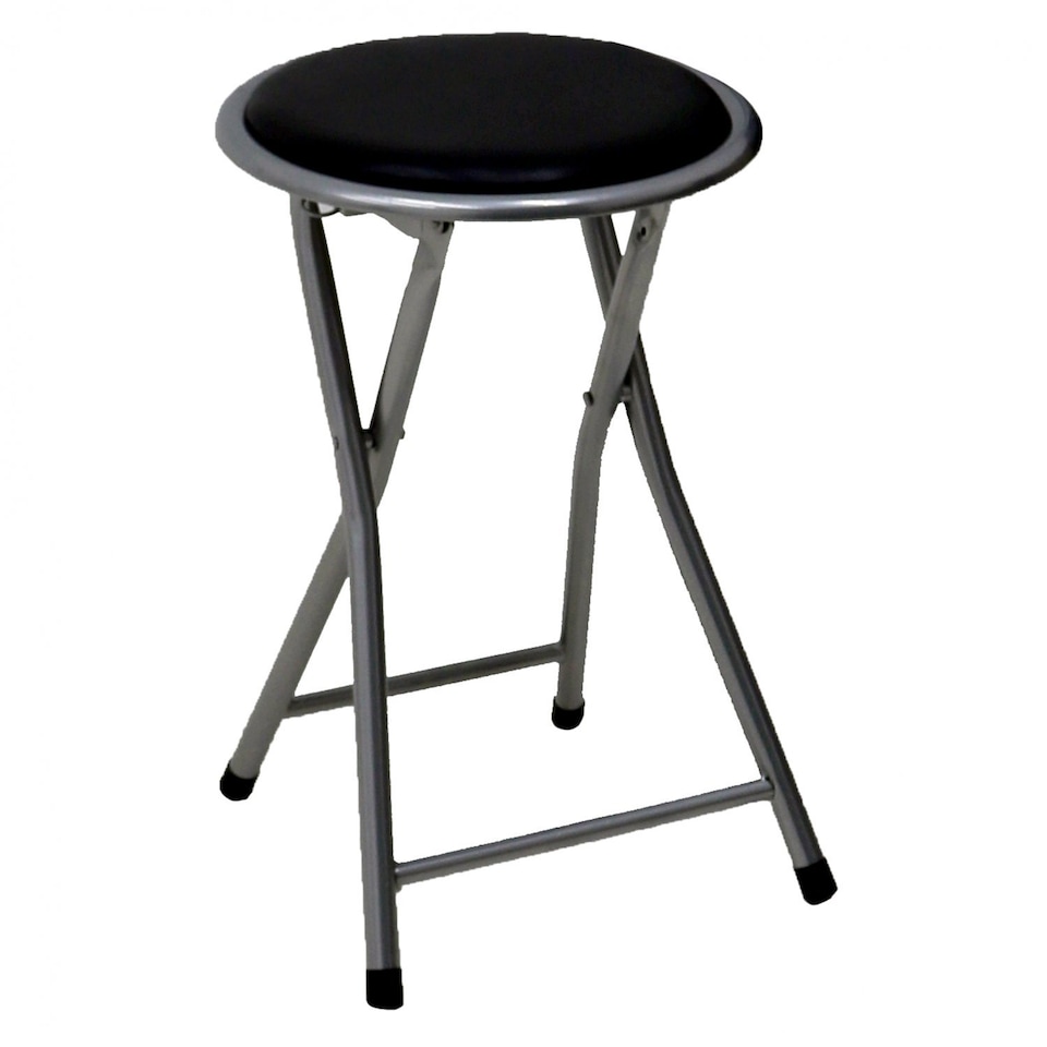 image 1 of Black Padded Folding Breakfast Kitchen Bar Stool Seat | Black