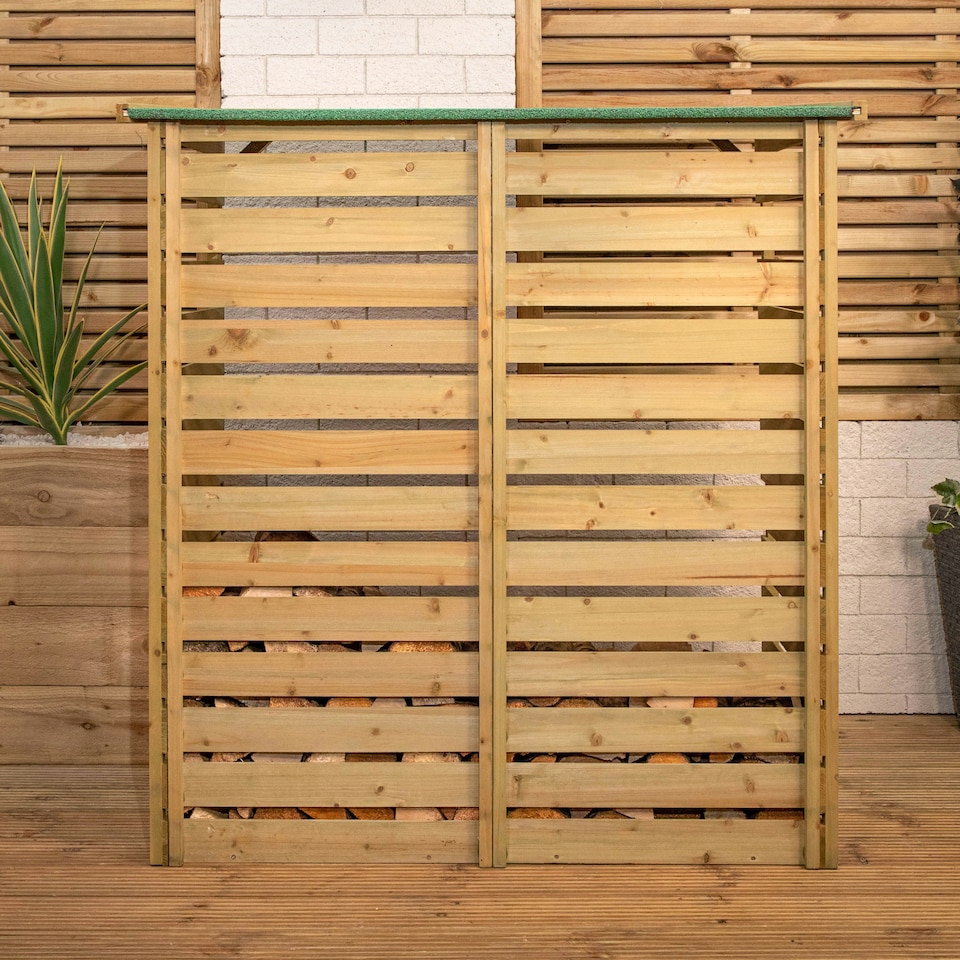image 1 of 123cm x 115cm Large Wooden Outdoor Garden Patio Log Store Shed