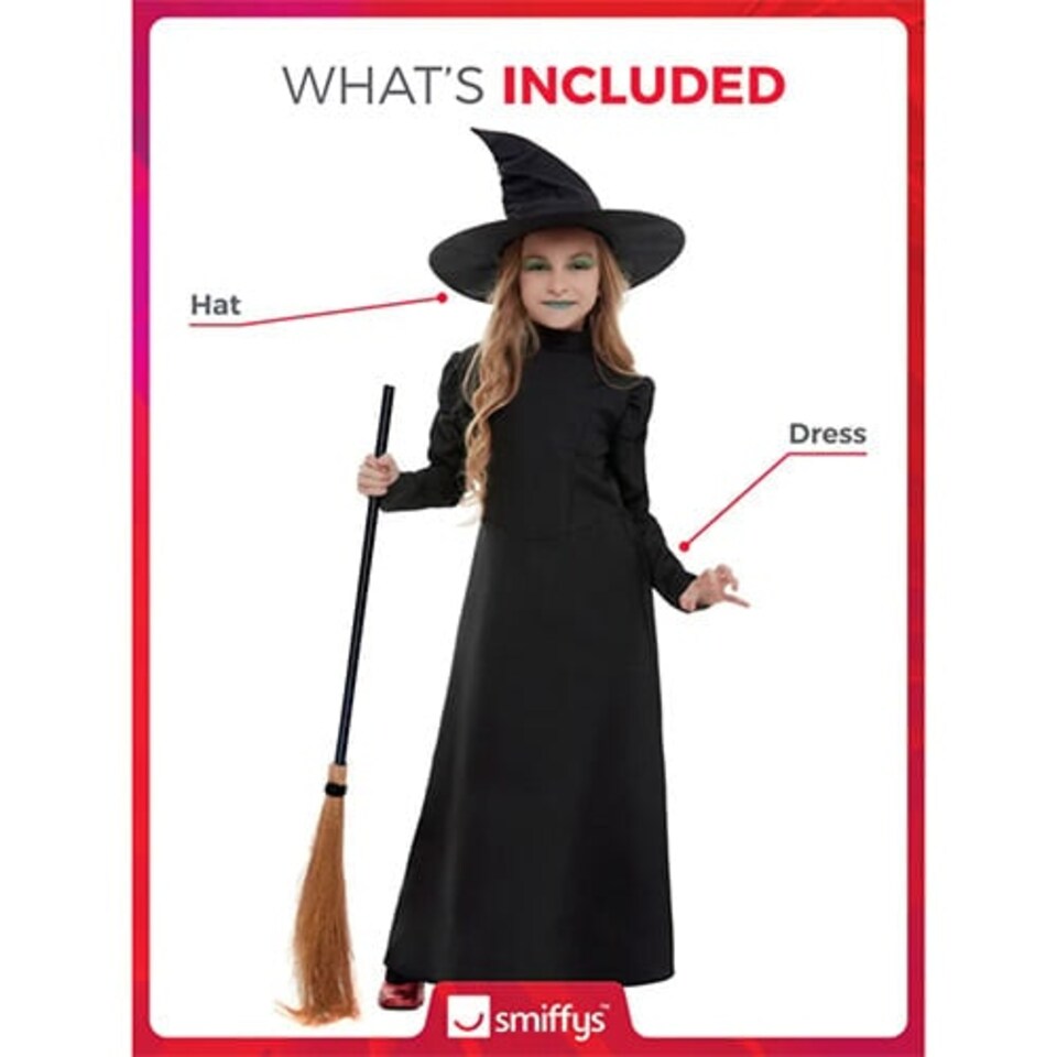 image 1 of Wicked Witch Girls Fancy Dress Costume Kids Large - Age 10-12