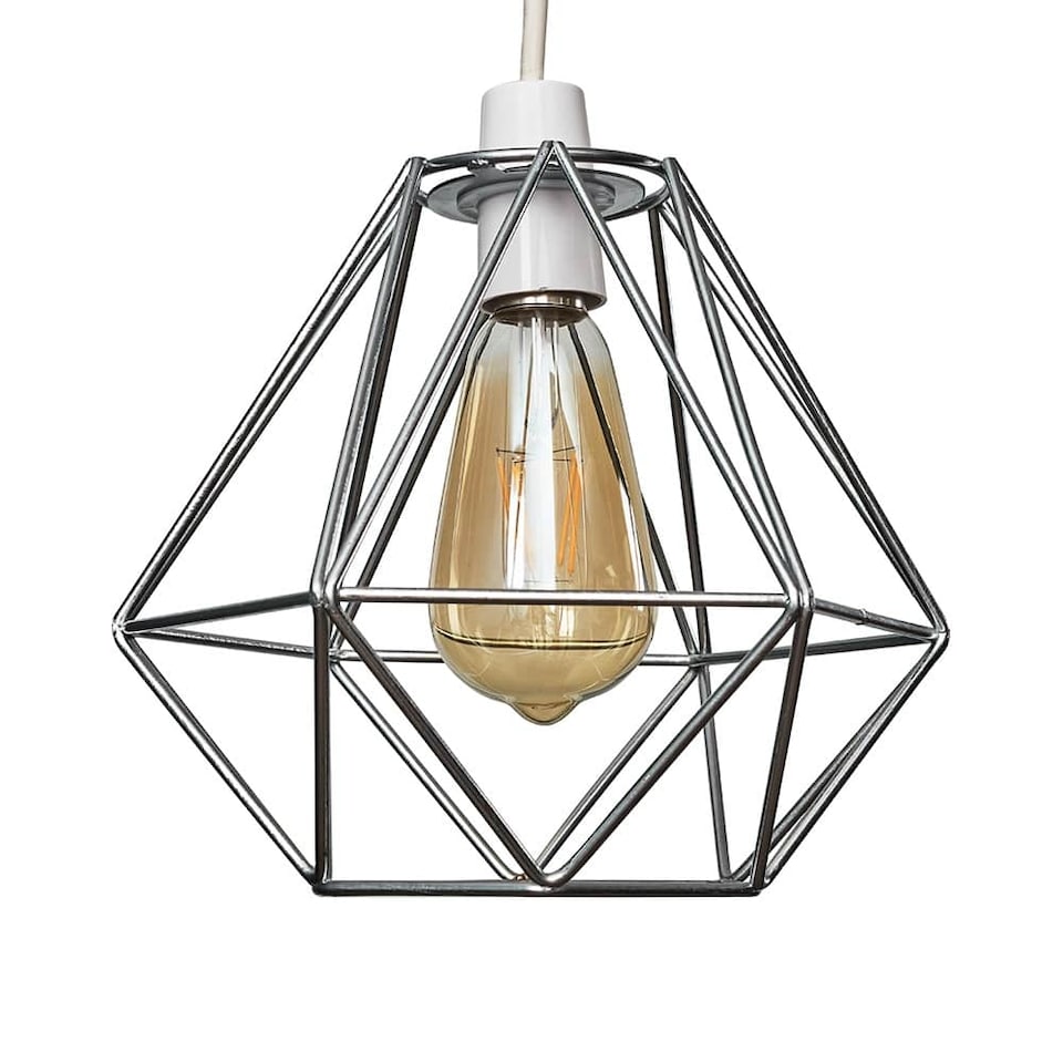 image 1 of ValueLights Diablo Silver Metal Basket Ceiling Pendant Light Shade | Silver