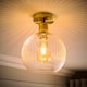 image 3 of ValueLights Maddison Brushed Gold Flush Ceiling Light & Bulb | Gold