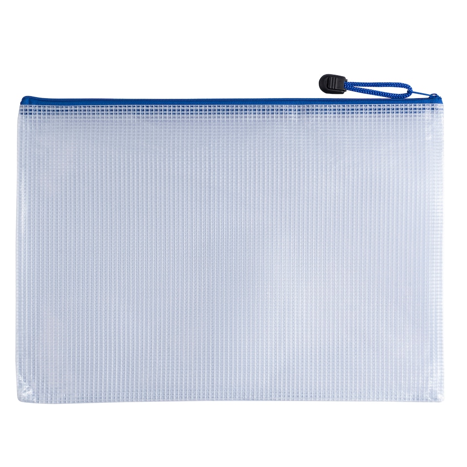 image 1 of Pack of 12 A4 Blue PVC Mesh Zip Bags