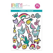 Unique Party Favourite Things Birthday Sticker Sheet - Multicoloured - One Size